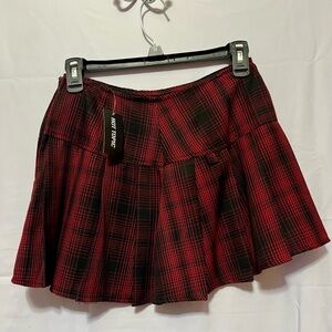 Hot Topic Red and Black Plaid Circle Skirt